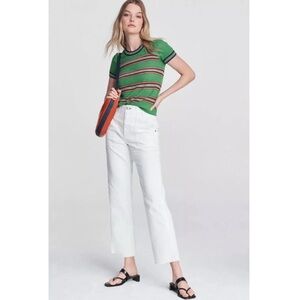 RAG & BONE KAYE CHINO SUPER HIGH WAISTED CROP COTTON WHITE PANTS. SZ 24